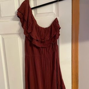 Maroon off the shoulder dress